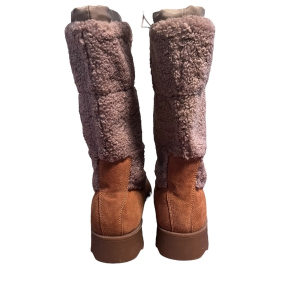 Aerosoles Schade Faux Shearling Winter Boots Size 8 Tan Suede Sherpa - Picture 4 of 7